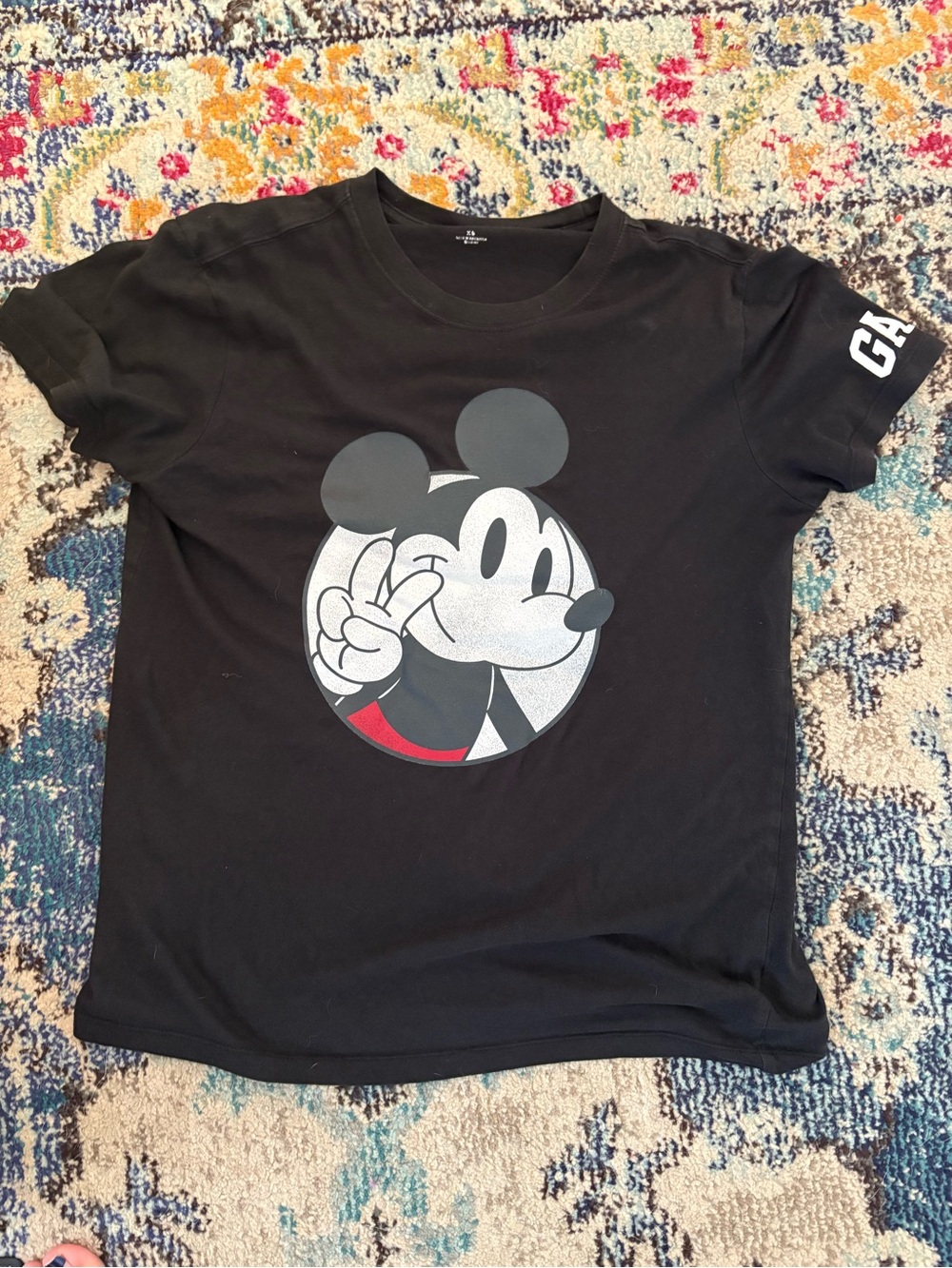 GAP Black Mickey Mouse Graphic Tee with Peace Sign